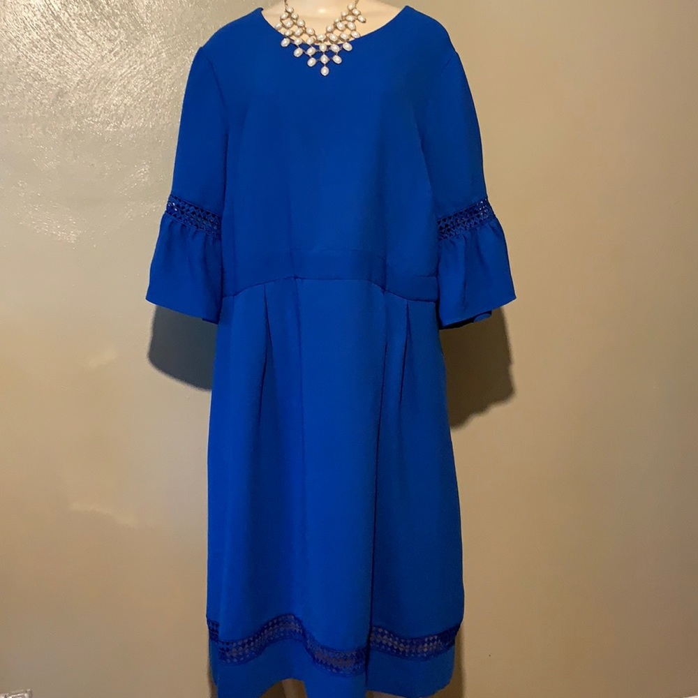 Jessica London 20W blue dress bell sleeves
